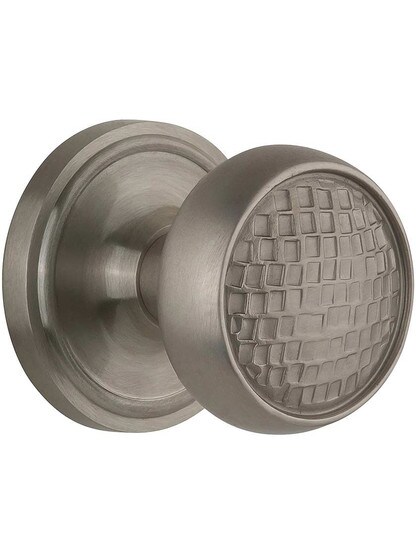 Classic Rosette Door Set with Pasadena Knobs in Satin Nickel.